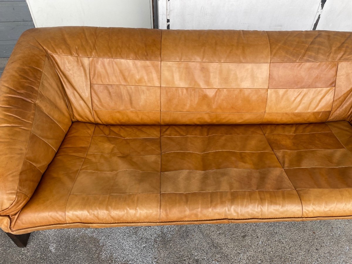 Vintage Scandinavian Leather Sofa Circa 1970-photo-3